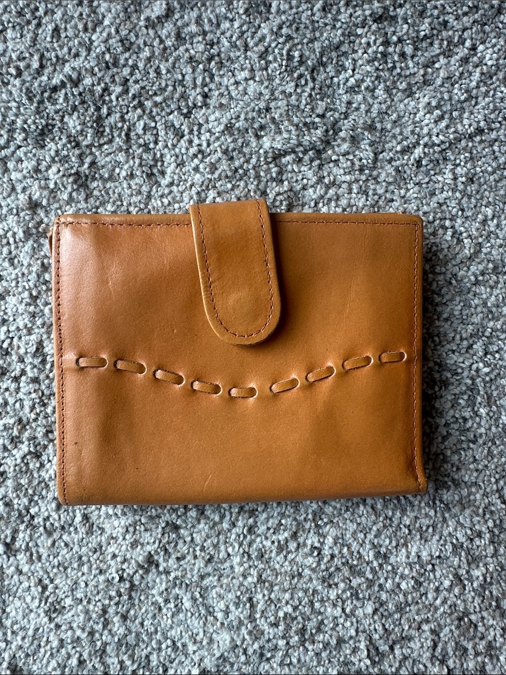Classic Tan Cowhide Women's Wallet with Stitch Detail